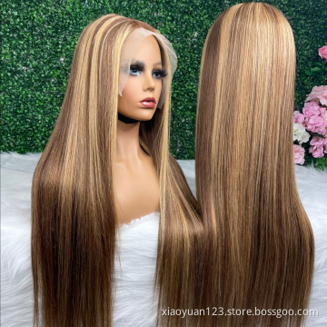 Hot Blonde Highlight Transparent Lace Front Wig 100% Highlighted 360 Full Lace Human Hair Wigs Highlights Hd Frontal Closure Wig